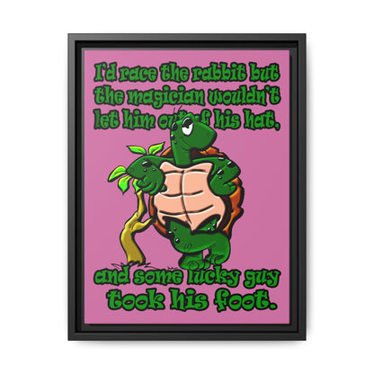 turtle race - framed canvas art (light pink)