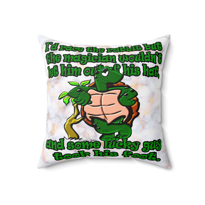 turtle race - Spun Polyester Square Pillow - (white marble)