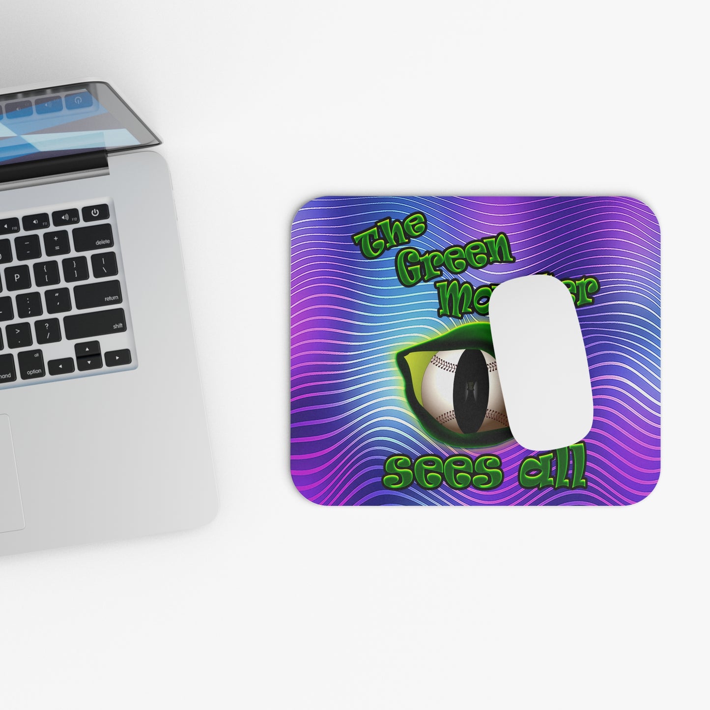 green monster - Mouse Pad (Rectangle) (purple wave)