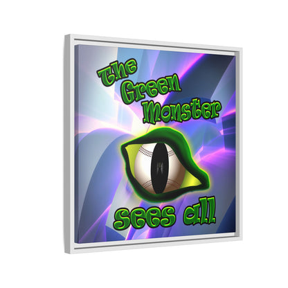 green monster - framed canvas art (grey-pink wave)