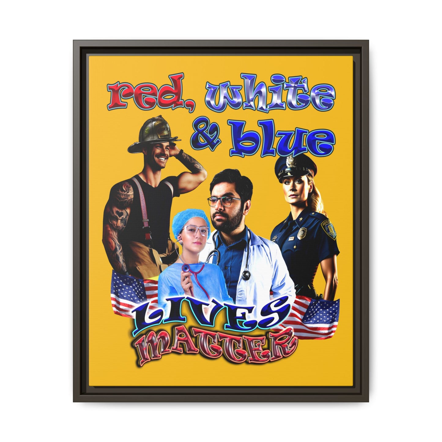 rw&b lives matter - framed canvas art (yellow)