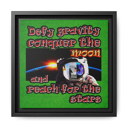 defy conquer reach - framed canvas art (green turf)