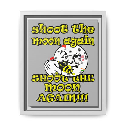 shoot the moon again - framed canvas art (light grey)