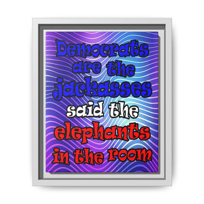 donkeys and elephants - framed canvas art (purple wave)