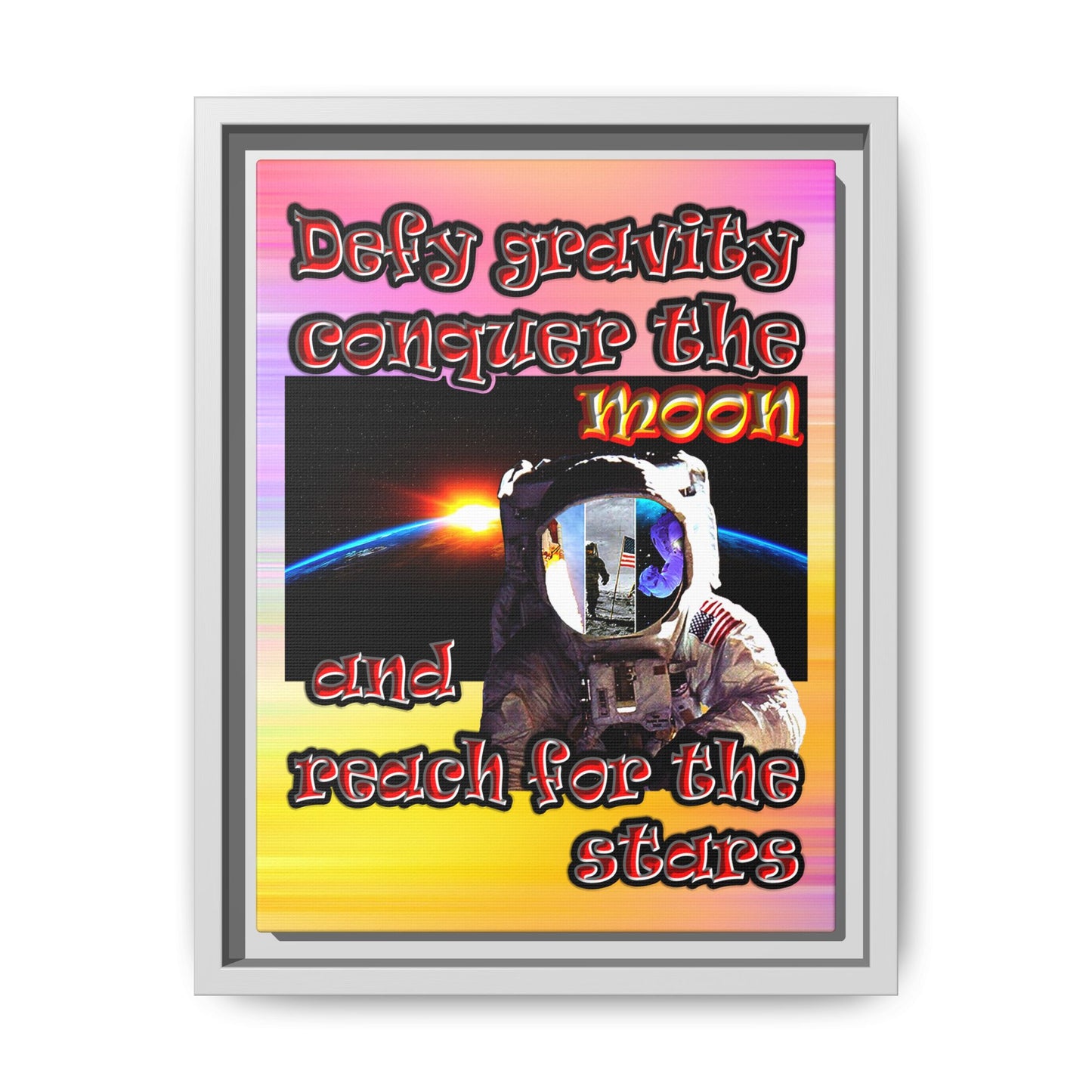 defy conquer reach - framed canvas art (color blur)