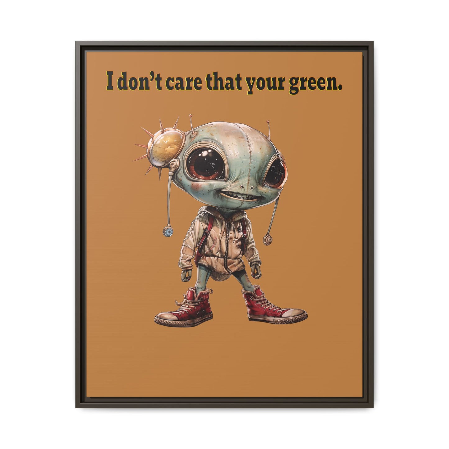 I don't care that your green - framed canvas art (light brown)