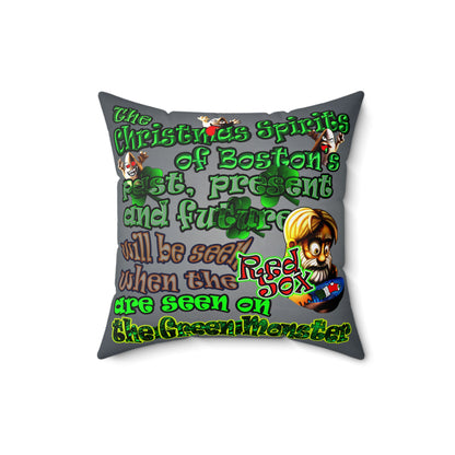 christmas spirits of boston - Spun Polyester Square Pillow - (grey-light grey)