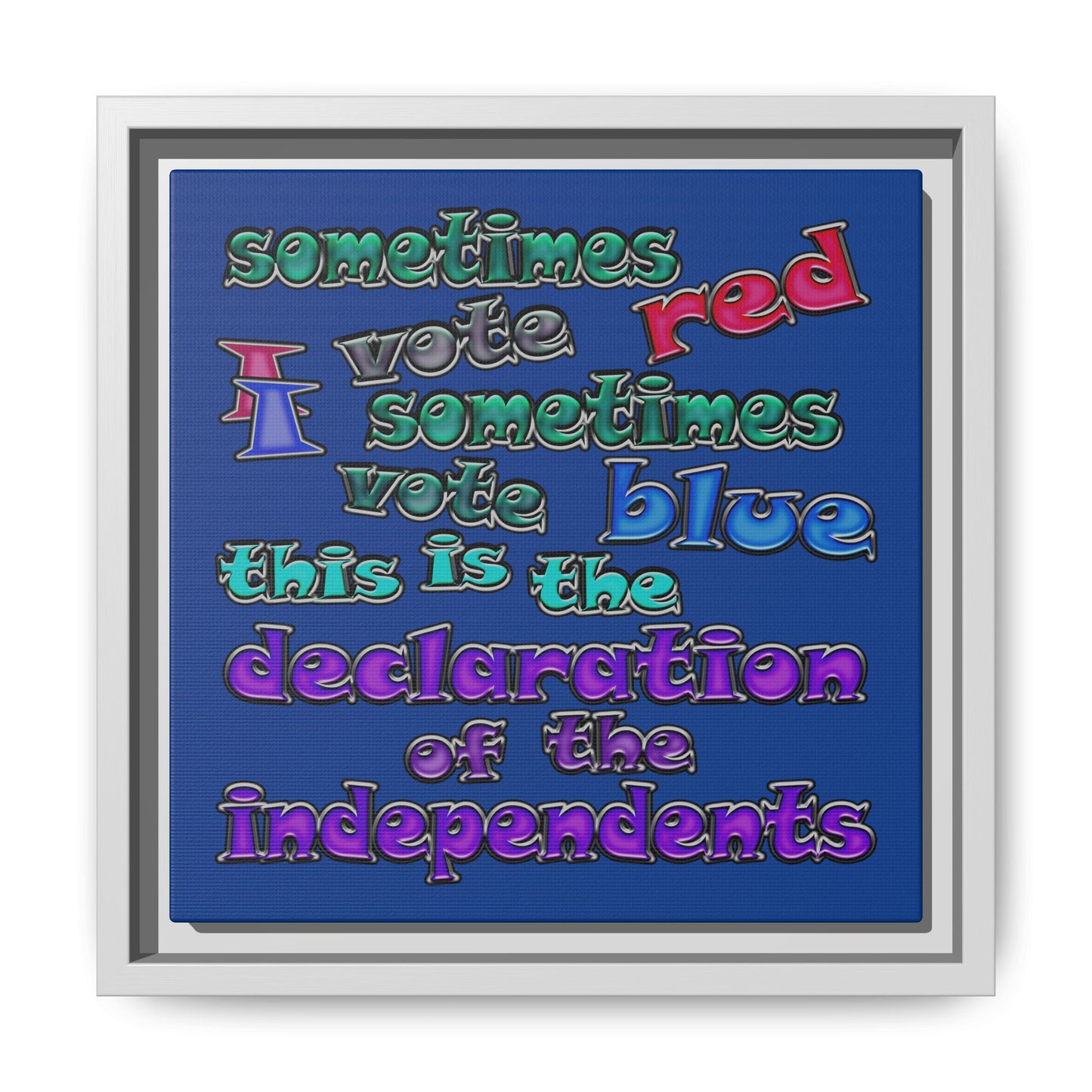 declaration of the independents - framed canvas art (dark blue)