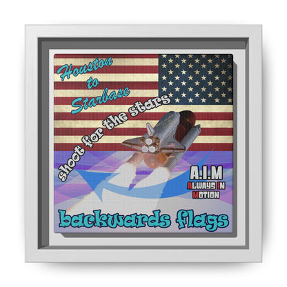 shoot for the stars - framed canvas art (light blue-pink wave)