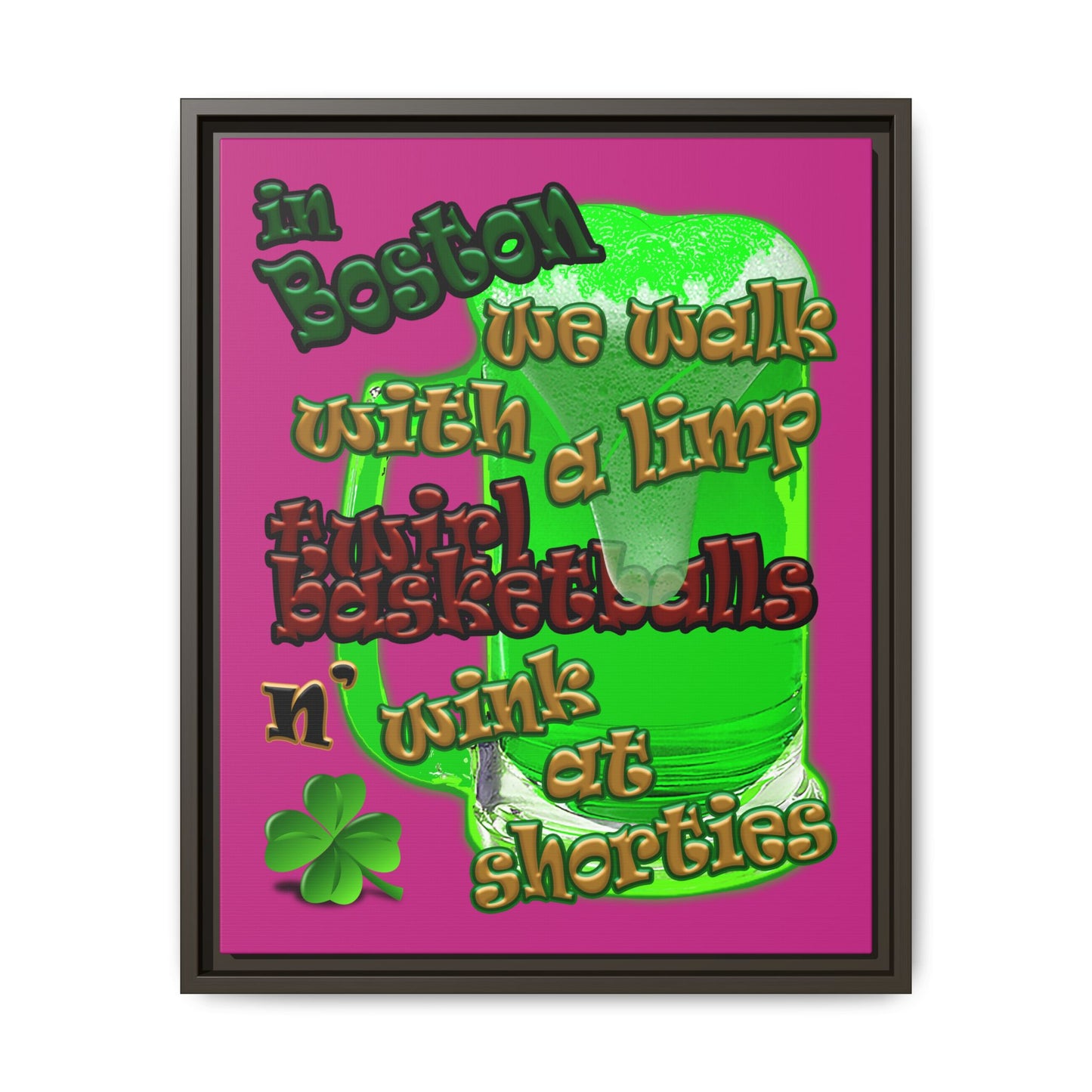 celtics logo - framed canvas art (pink)