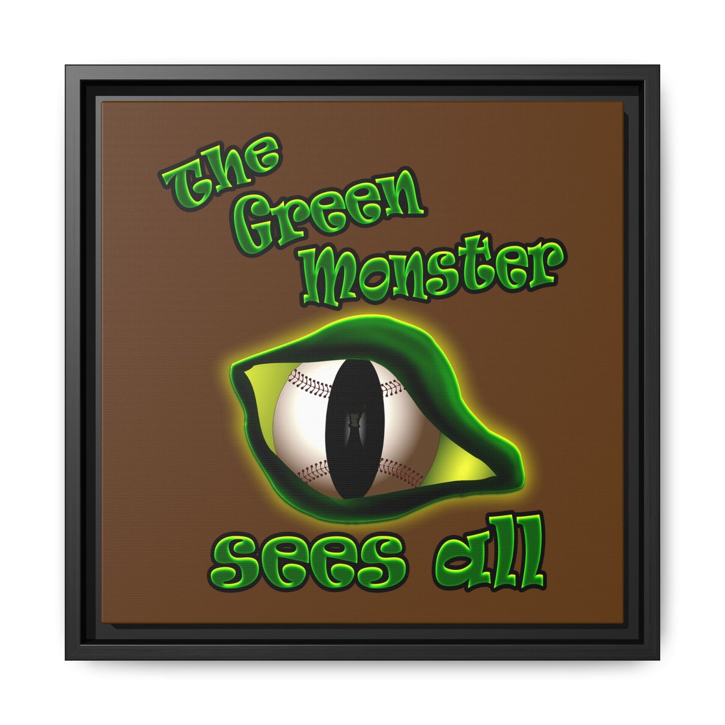 green monster - framed canvas art (brown)
