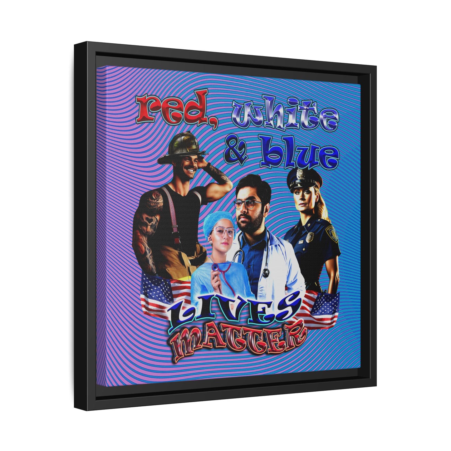rw&b lives matter - framed canvas art (light blue-purple wave)
