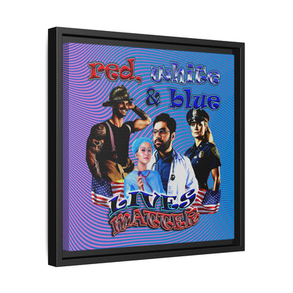 rw&b lives matter - framed canvas art (light blue-purple wave)