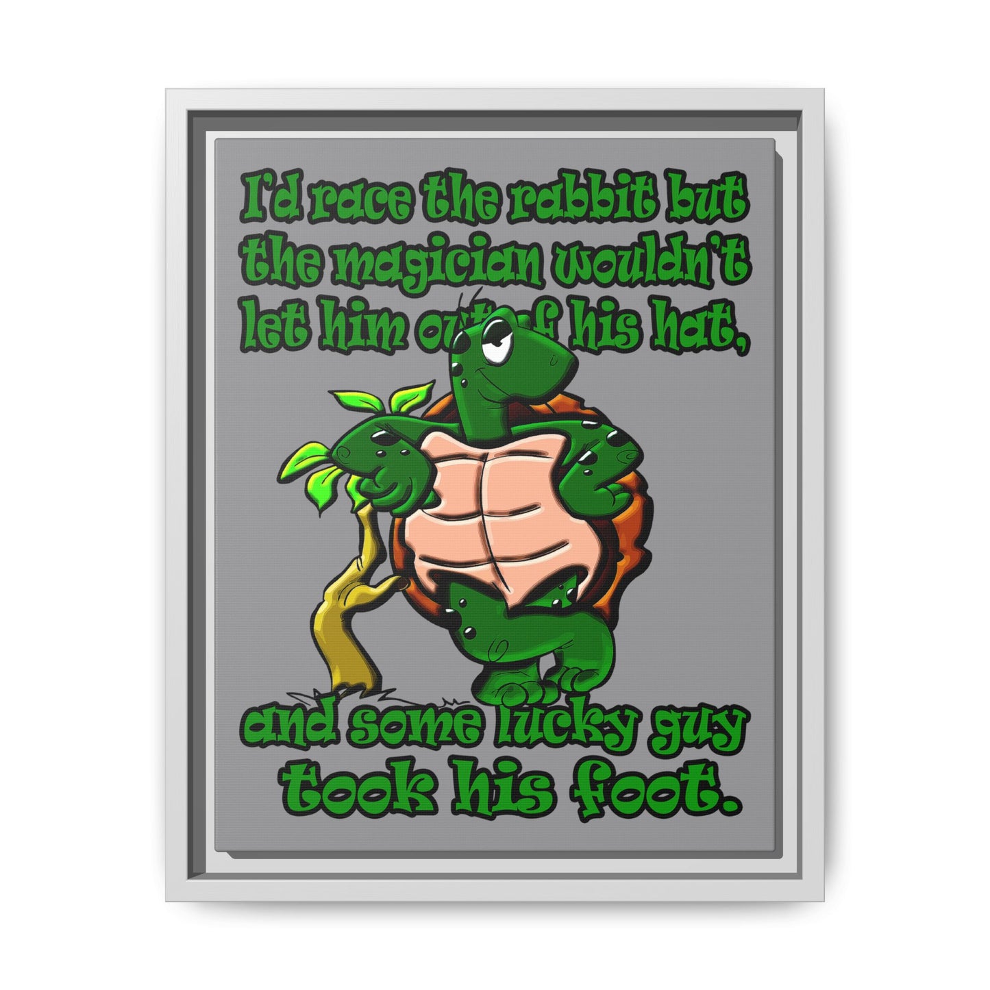 turtle race - framed canvas art (grey)