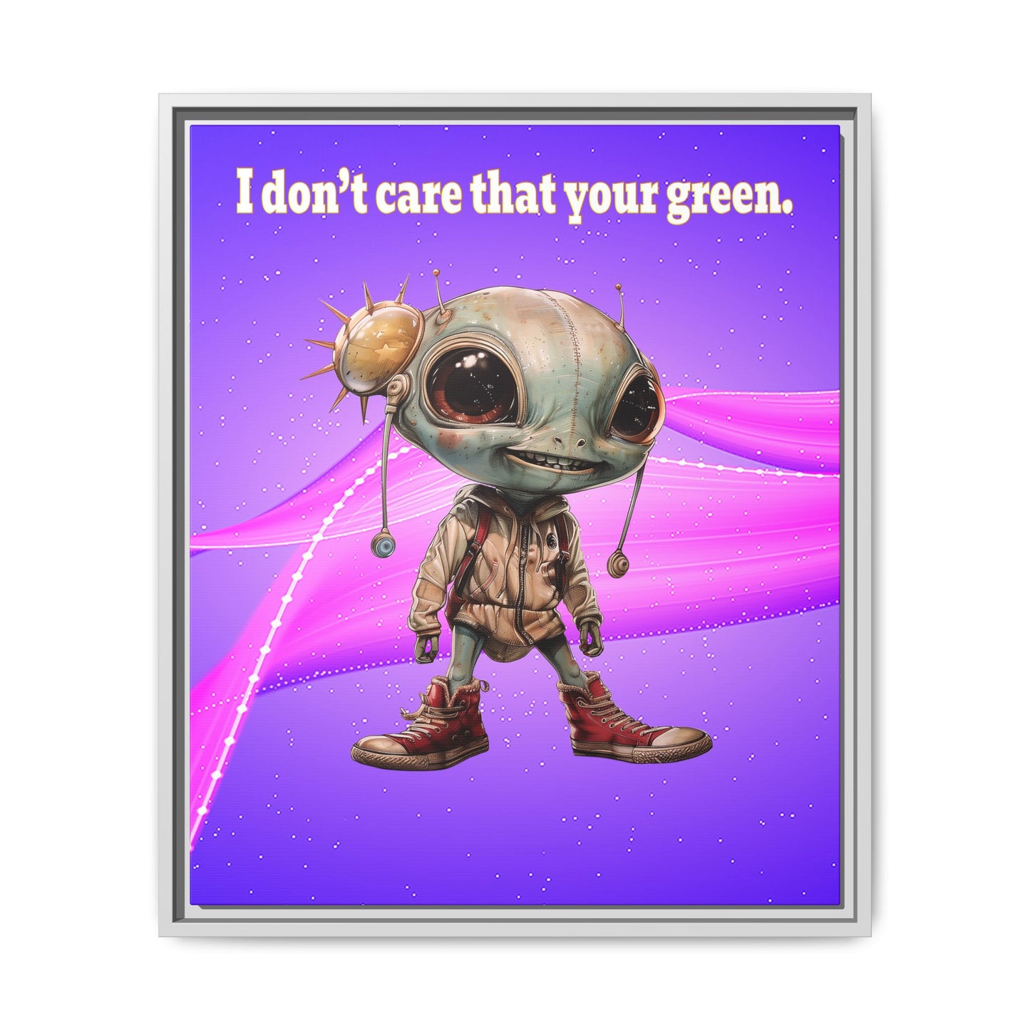 I don't care that your green - framed canvas art (purple-pink wave)