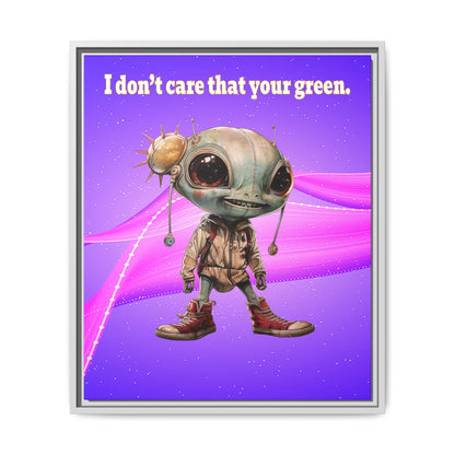 I don't care that your green - framed canvas art (purple-pink wave)