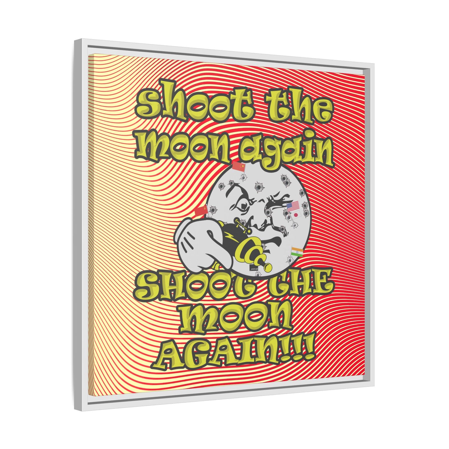 shoot the moon again - framed canvas art (yellow-orange wave)