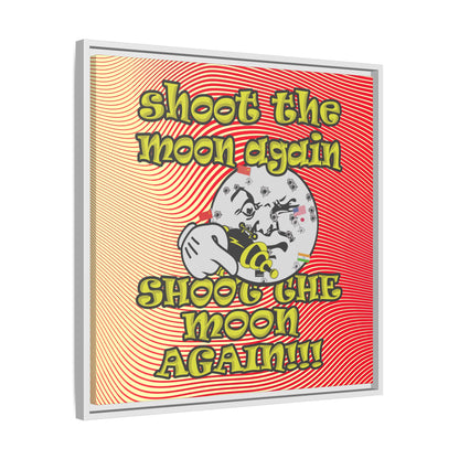 shoot the moon again - framed canvas art (yellow-orange wave)