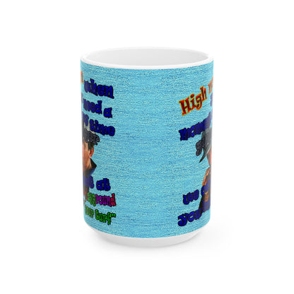 high noon - White Mug (faded blue)
