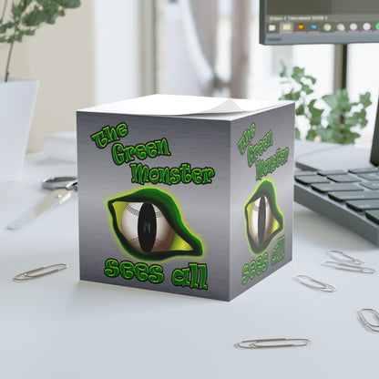 green monster - note cube (brushed nickel)