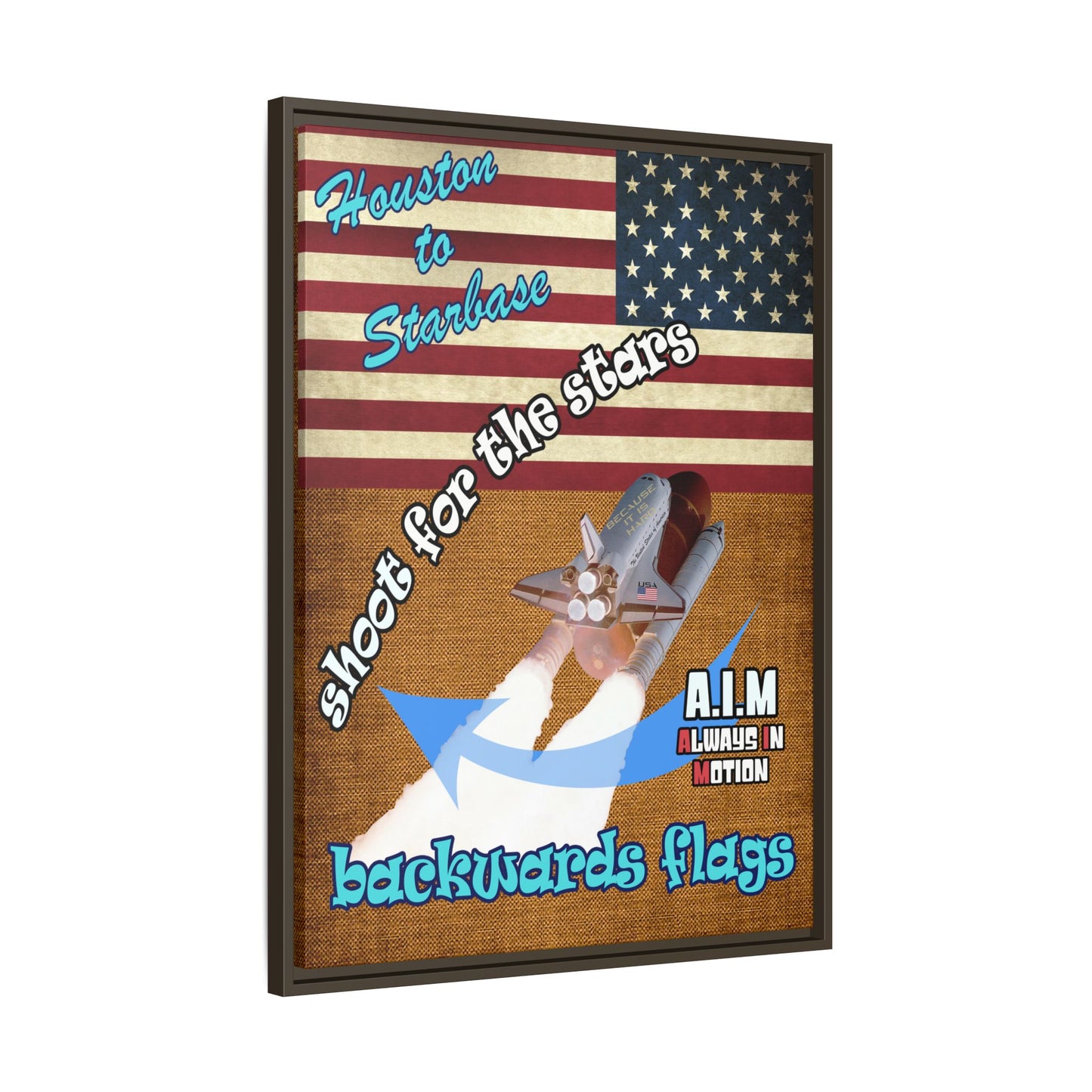 shoot for the stars - framed canvas art (brown papyrus)