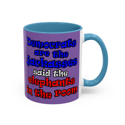 donkeys and elephants - Accent Mug (light purple)