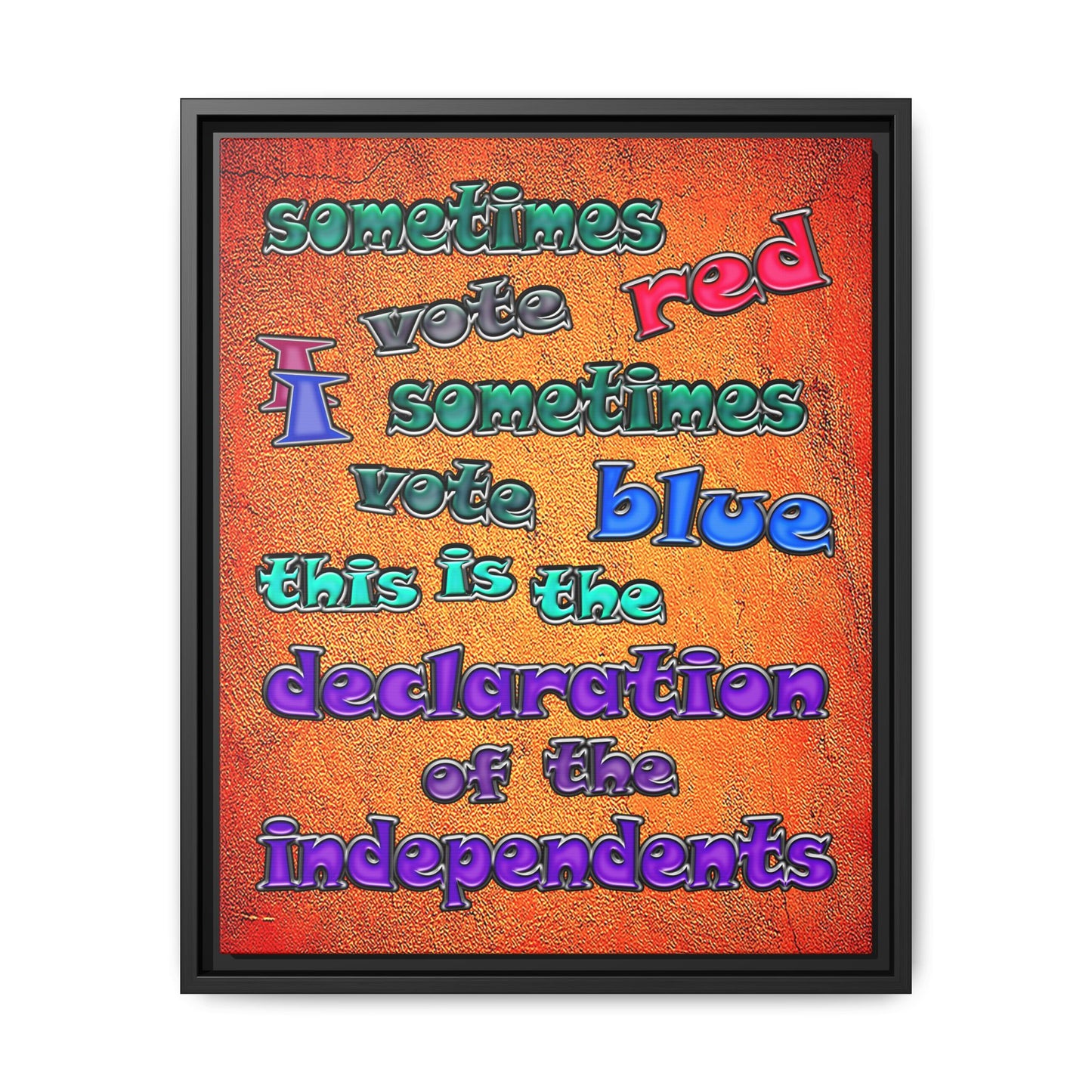 declaration of the independents - framed canvas art (burnt orange)