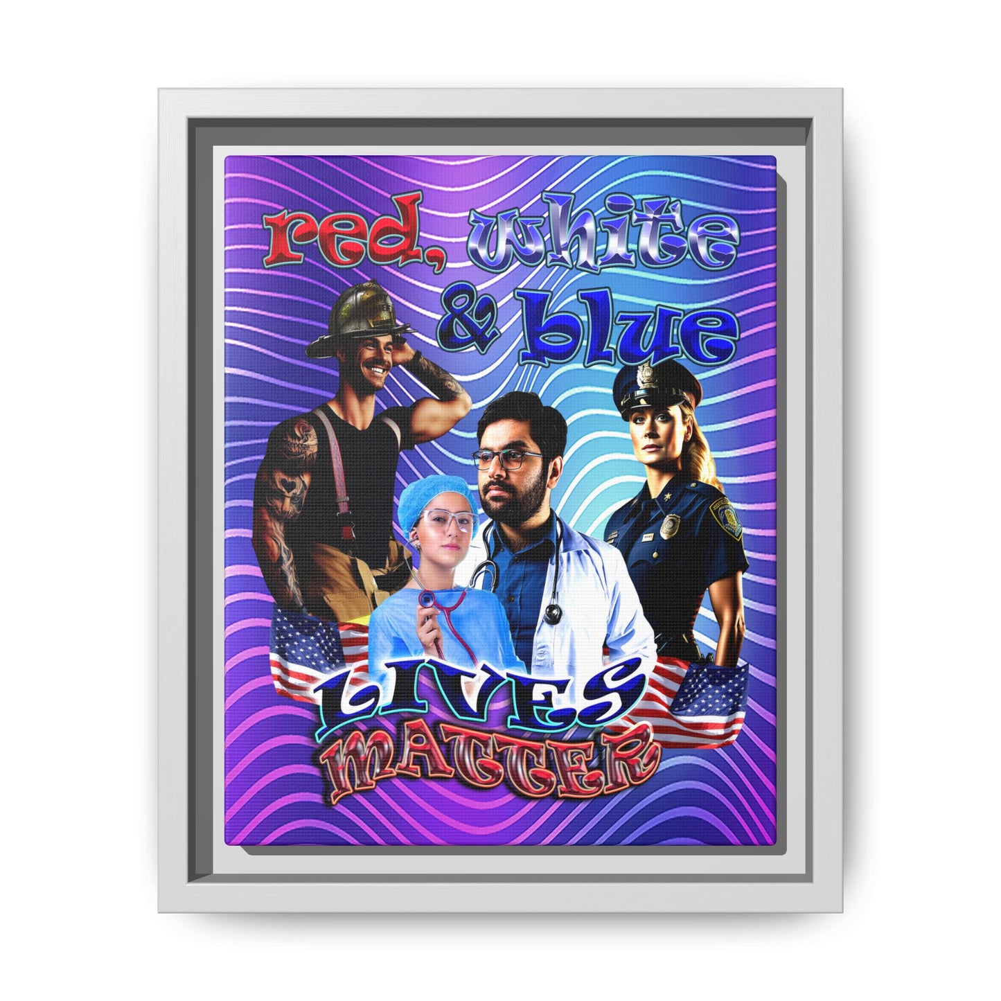 rw&b lives matter - framed canvas art (purple wave)
