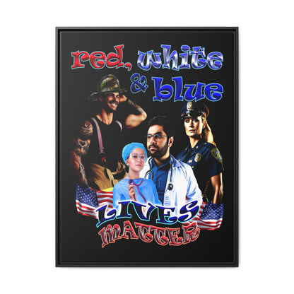 rw&b lives matter - framed canvas art (black)