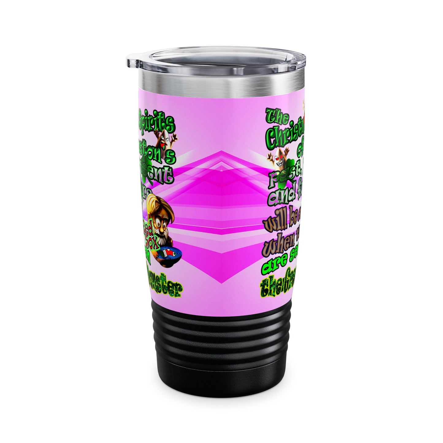 christmas spirits of boston - Ringneck Tumbler, 20oz (light blue-pink wave)