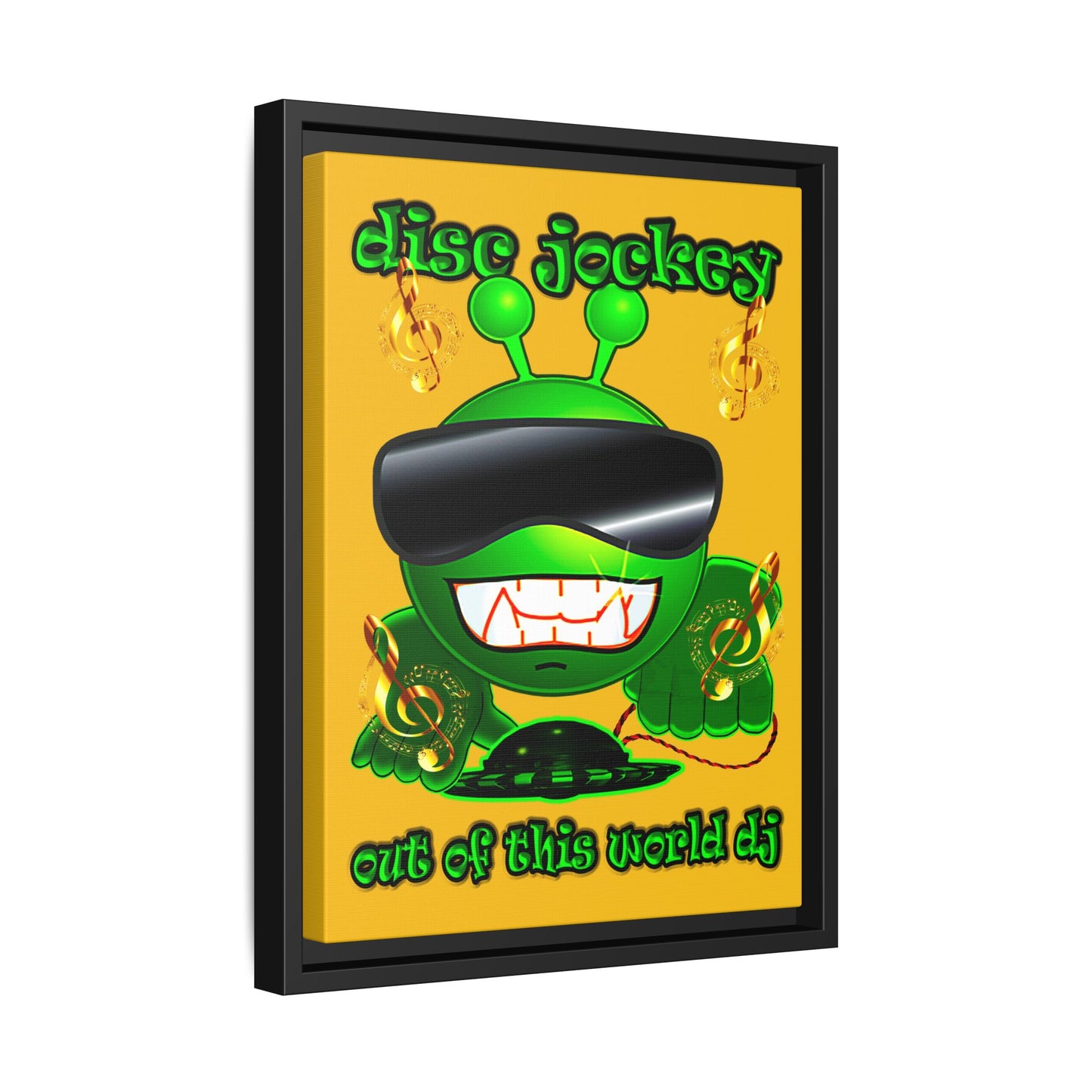 disc jockey - framed canvas art (yellow)