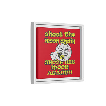 shoot the moon again - framed canvas art (dark red)
