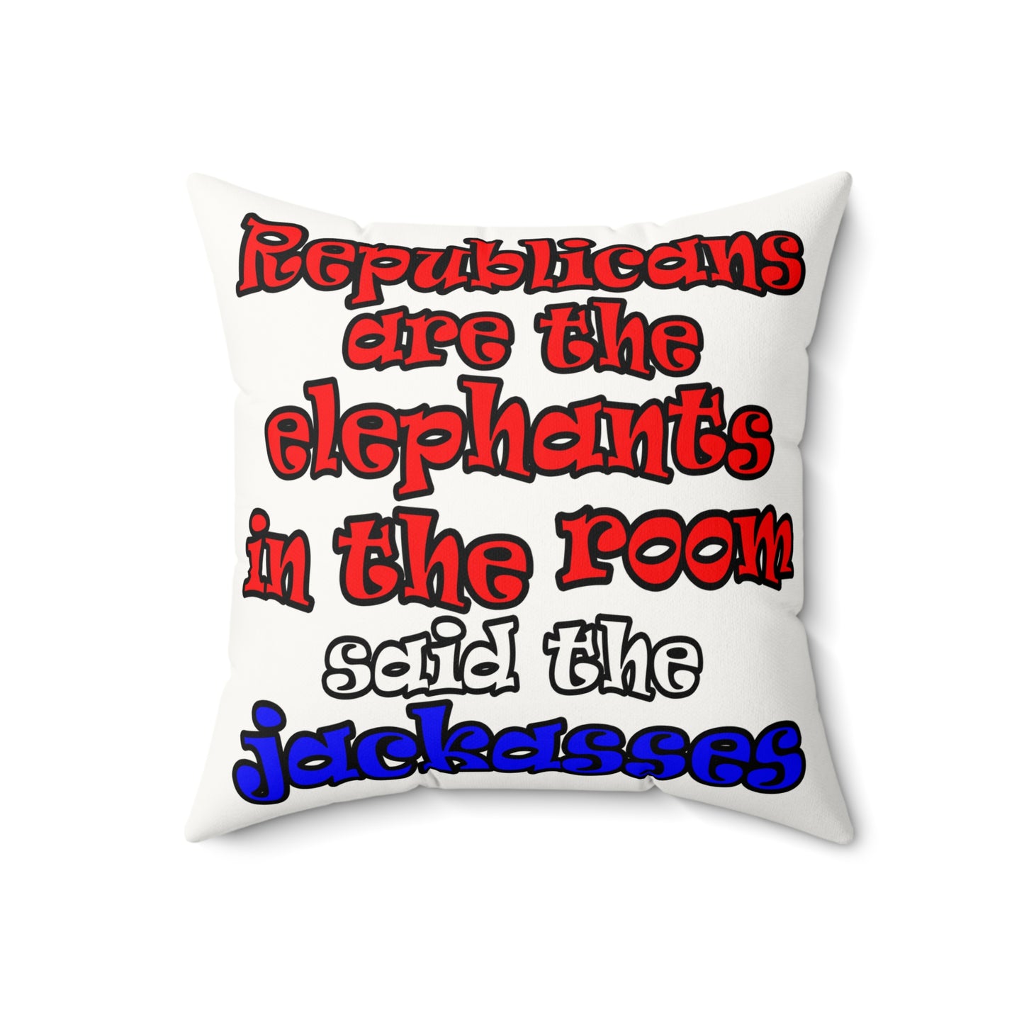 donkeys and elephants - Faux Suede Square Pillow - (white)