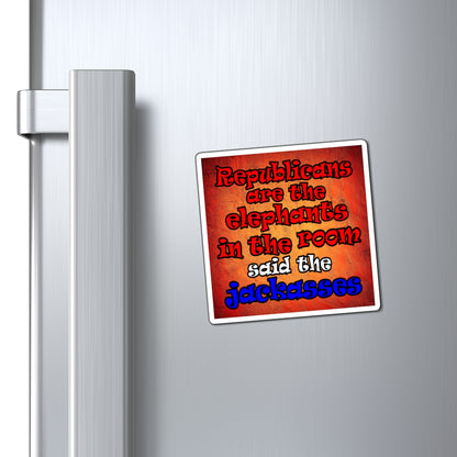 donkeys and elephants - Magnets - (burnt orange)