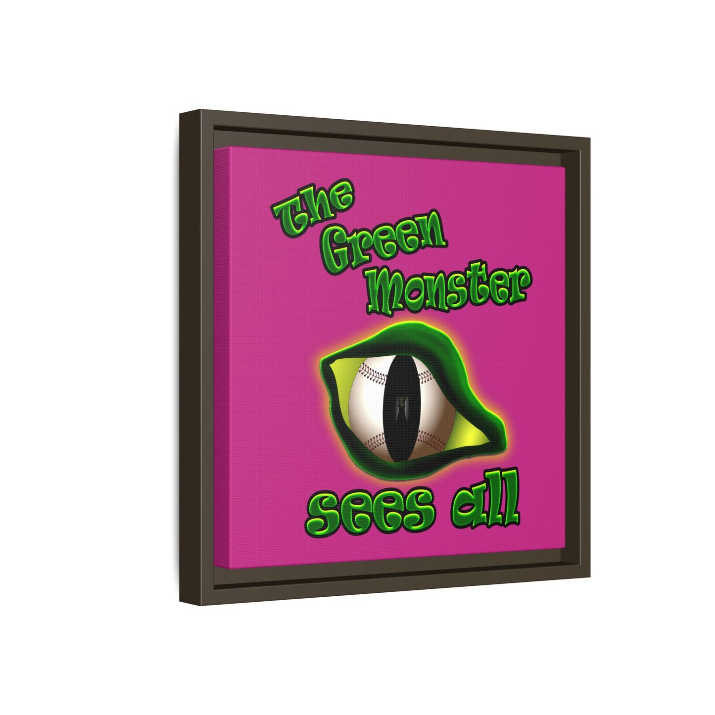 green monster - framed canvas art (pink)