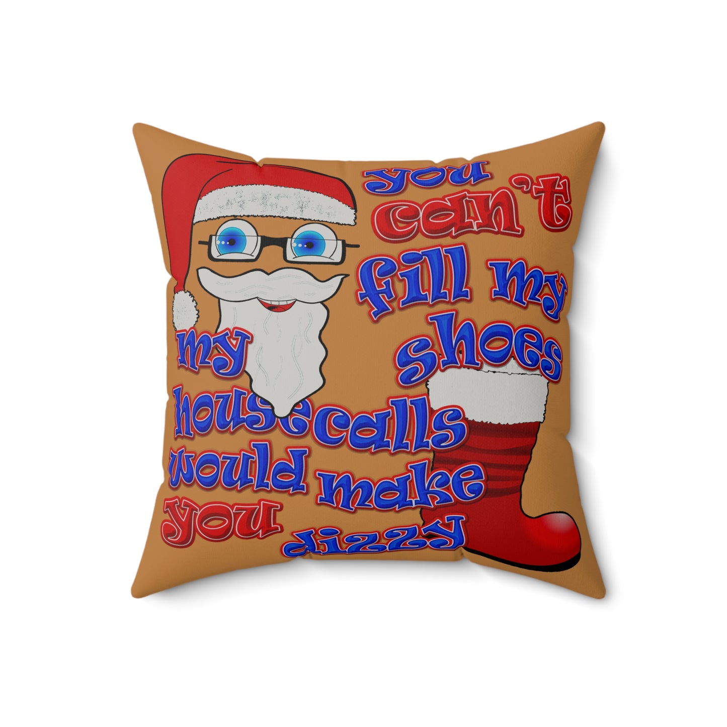 santa's shoes - Faux Suede Square Pillow - (light brown)