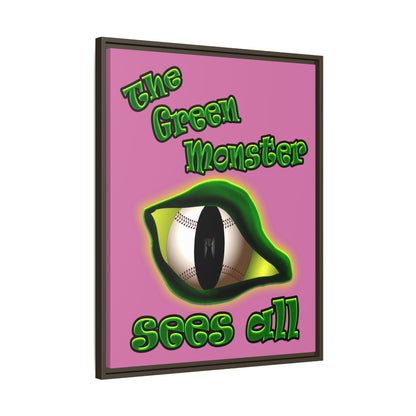 green monster - framed canvas art (light pink)