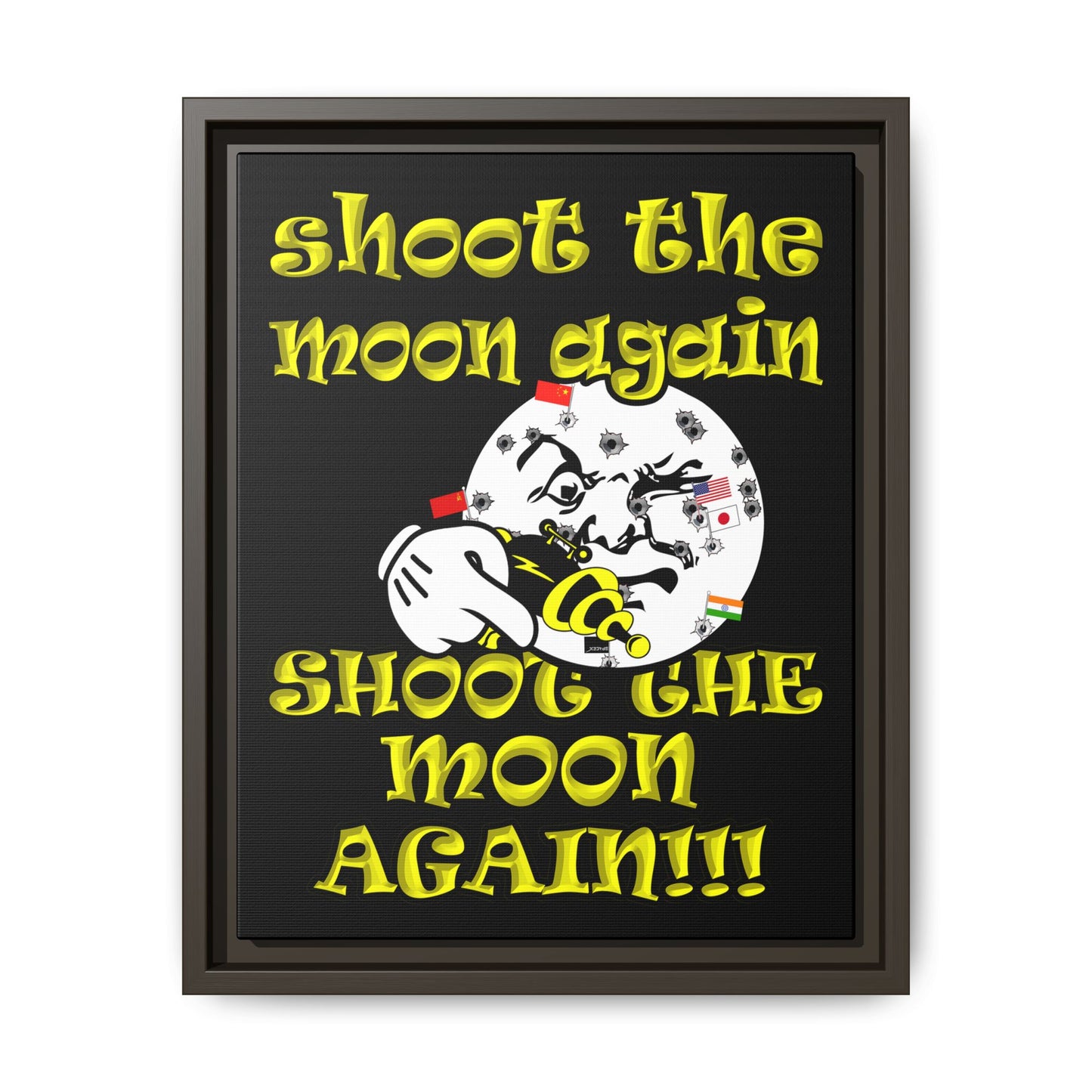 shoot the moon again - framed canvas art (black)