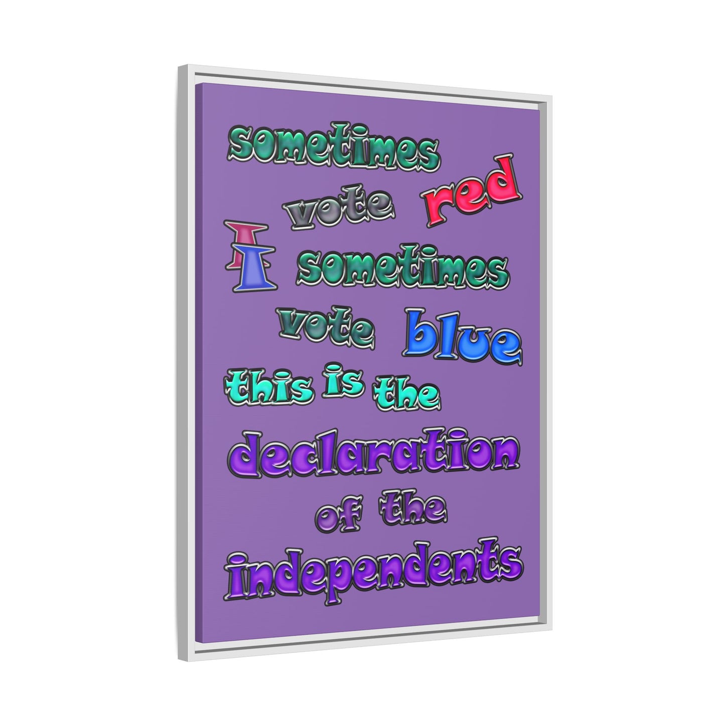 declaration of the independents - framed canvas art (light purple)