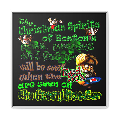 christmas spirits of boston - framed canvas art (black)