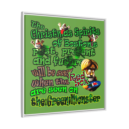 christmas spirits of boston - framed canvas art (green)