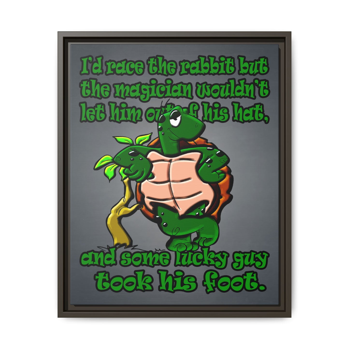 turtle race - framed canvas art (grey-light grey)