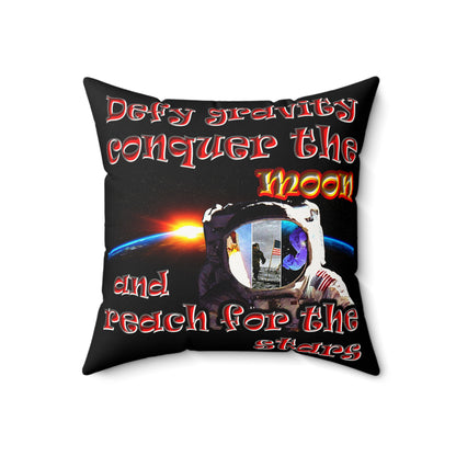 defy conquer reach - Faux Suede Square Pillow - (black)