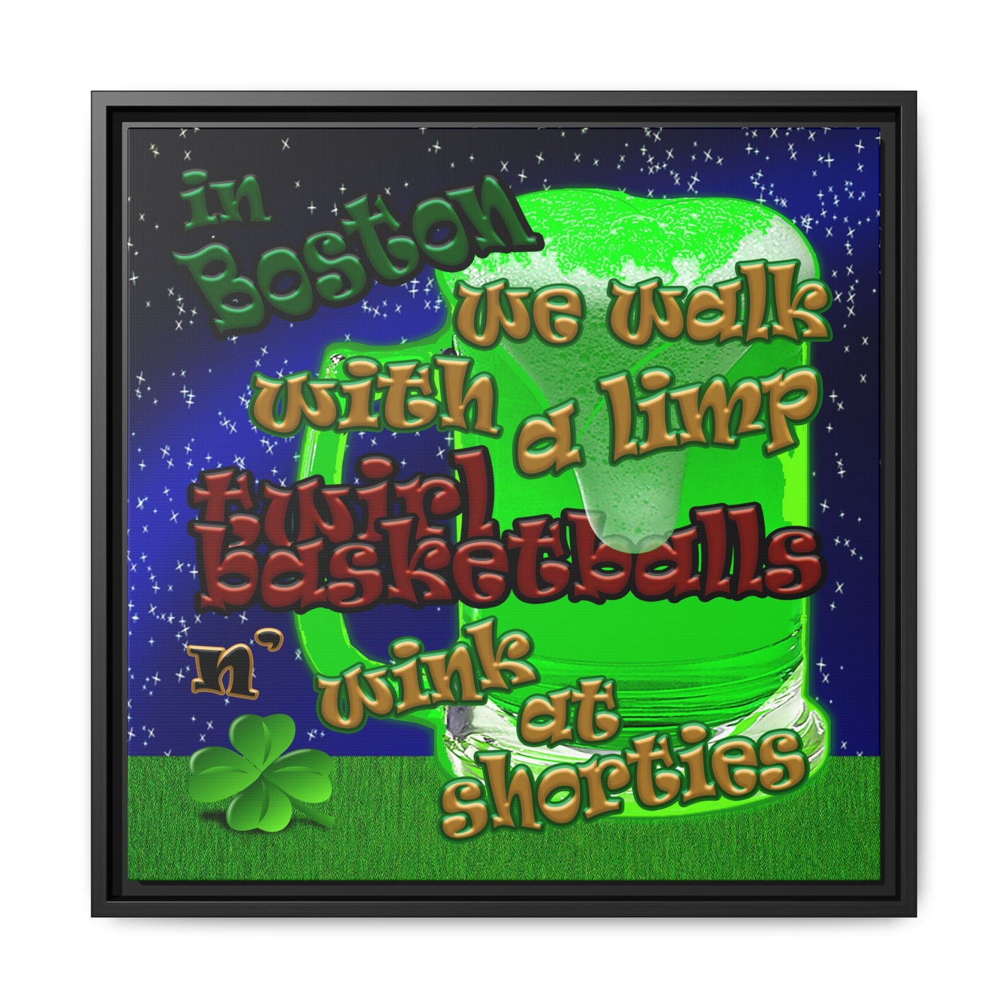 celtics logo - framed canvas art ('snoops' background)