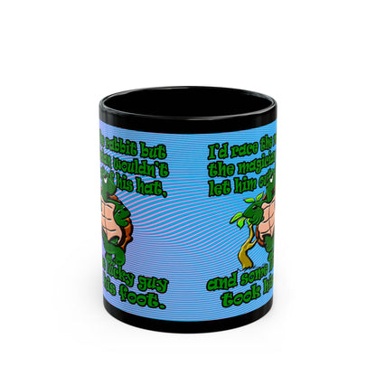 turtle race - Black Mug (light blue-purple wave)