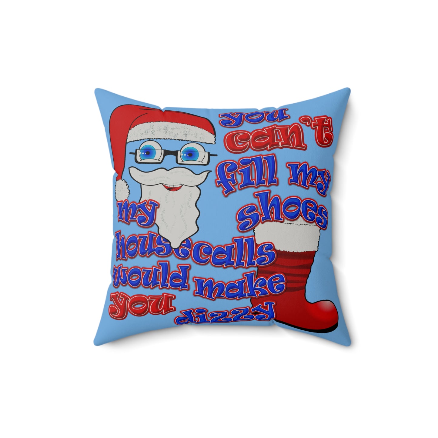 santa's shoes - Faux Suede Square Pillow - (light blue)