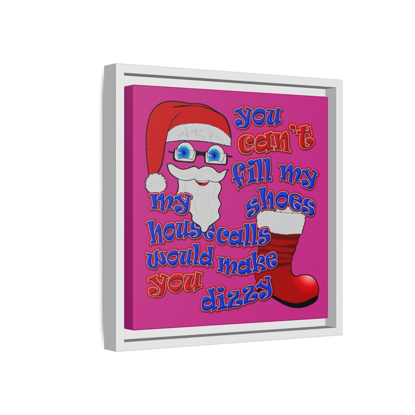 santa's shoes - framed canvas art (pink)
