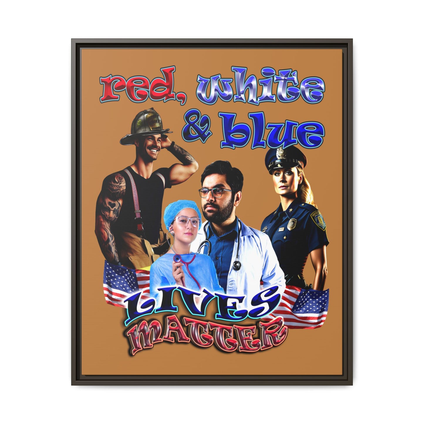 rw&b lives matter - framed canvas art (light brown)