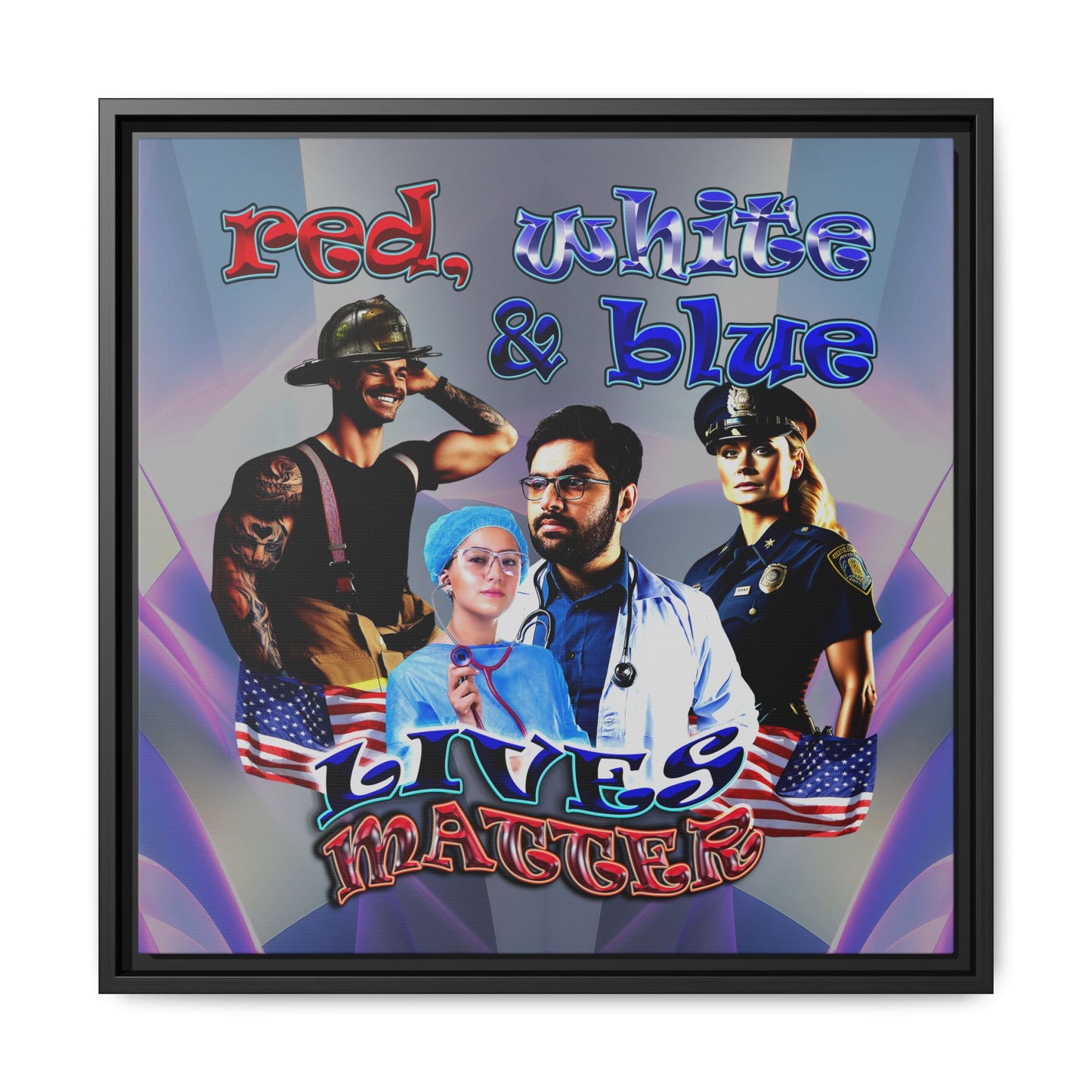 rw&b lives matter - framed canvas art (grey-pink wave)