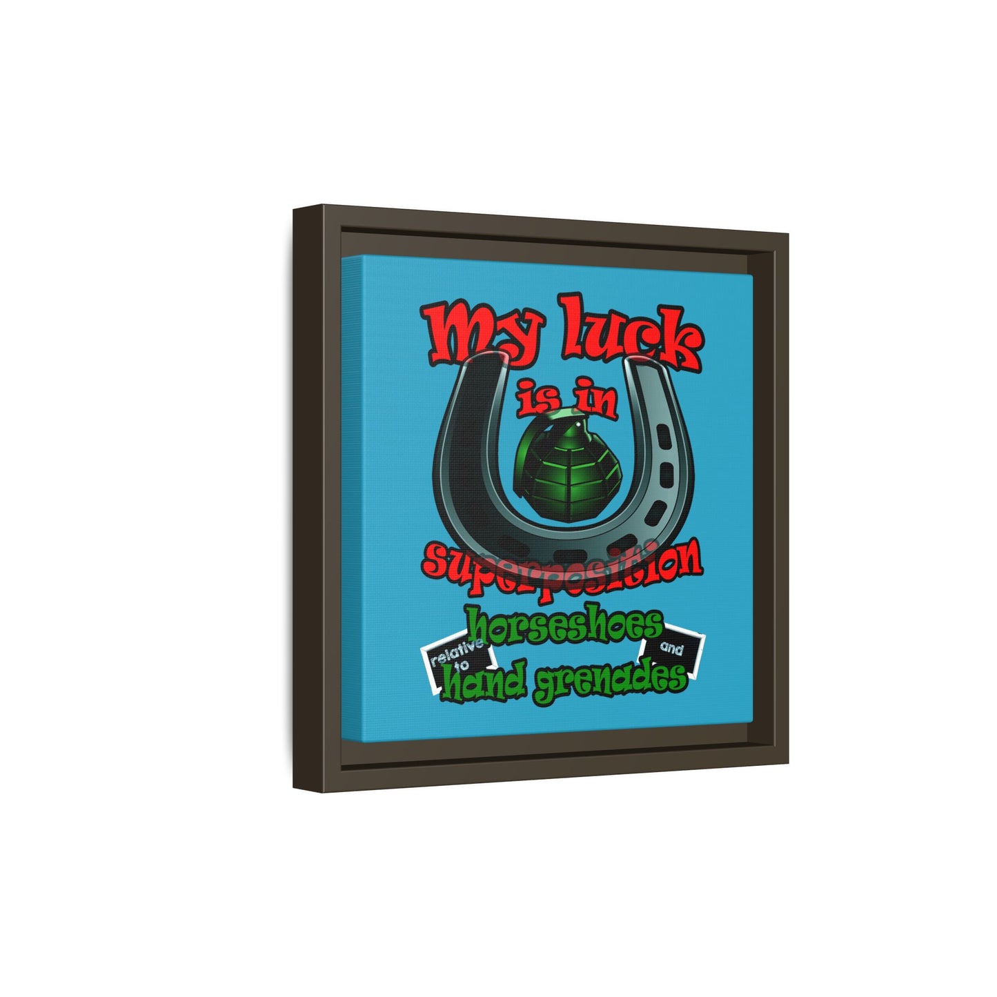my luck - framed canvas art (turquoise)